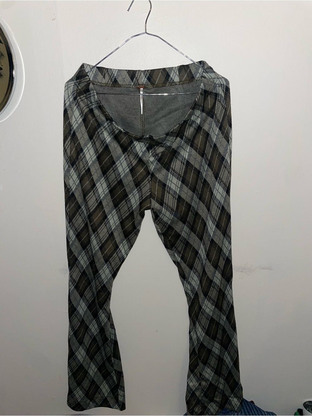 Free People Plaid Flare Pants - Black & Green